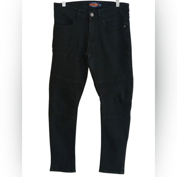 Ferruche Men's Ribbed Medium Wash Denim Skinny Jeans -Black- Size 30x30 EUC - Picture 1 of 6